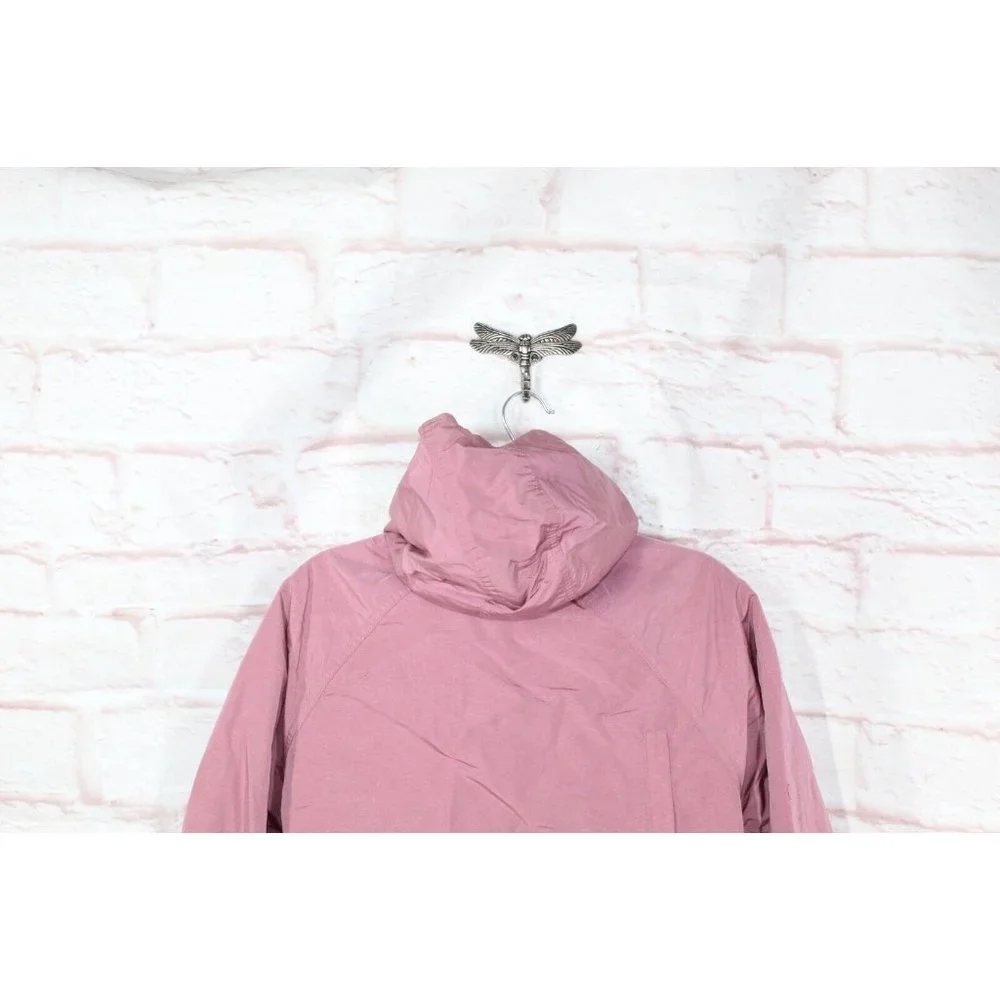 Vintage LL Bean Pink Nylon Lined Hooded Snaps Button Jacket Size L - Picture 5 of 9